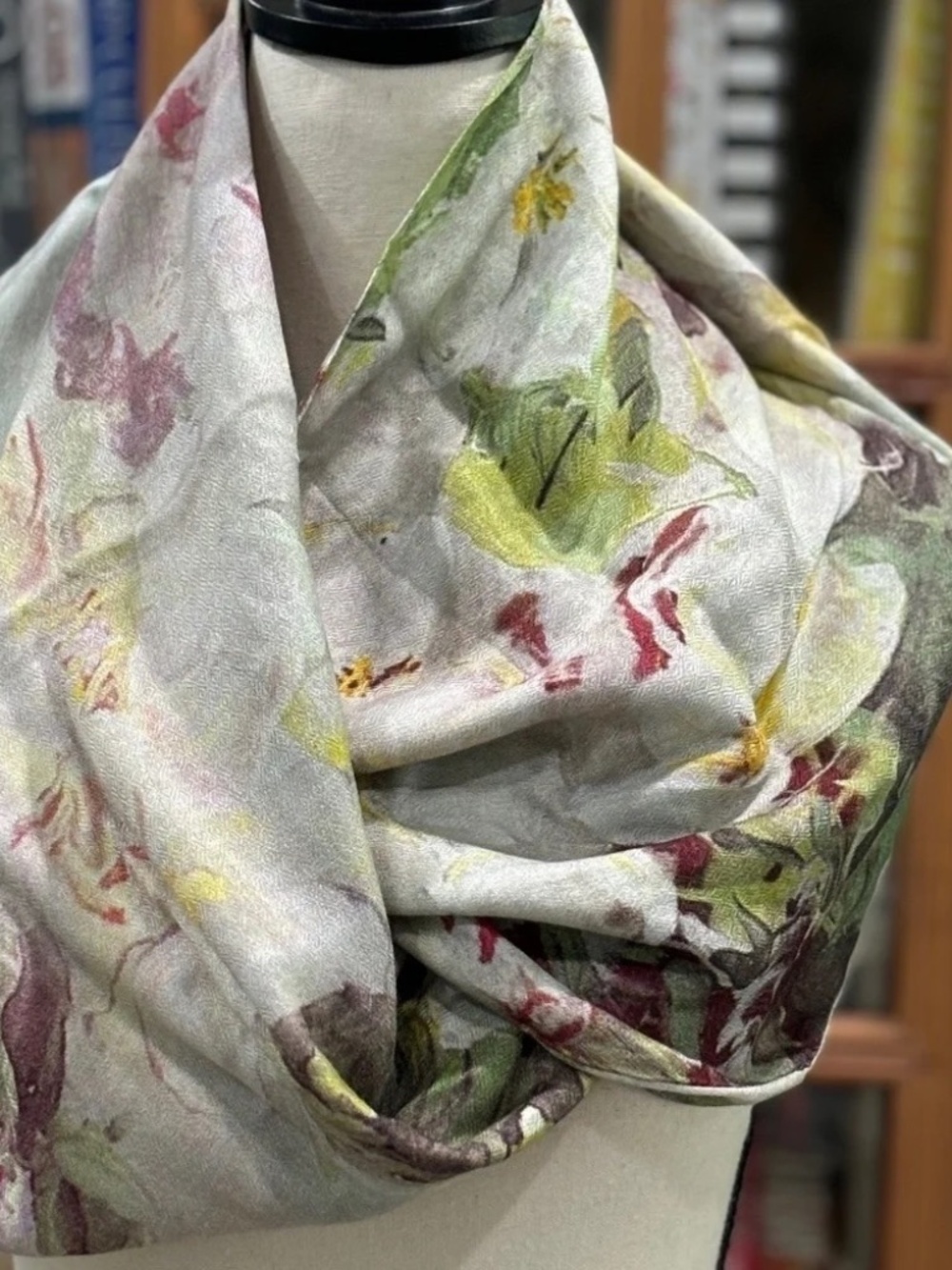 Anthropologie Bl*nk Gray Watercolor Floral Infinity Scarf